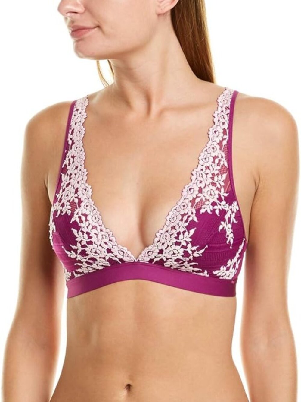 Wacoal Embrace Lace Wire Free Bralette in Hollyhock and Chalk Pink, 38